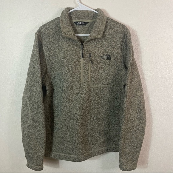 The North Face Gordon Lyons 1/4 Zip Pullover Sherpa Lined Gray Oatmeal Size M - Picture 2 of 8